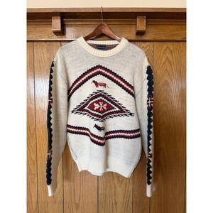 Vintage JCPenney Wool Southwest Aztec Sweater Western Knit Sz L
